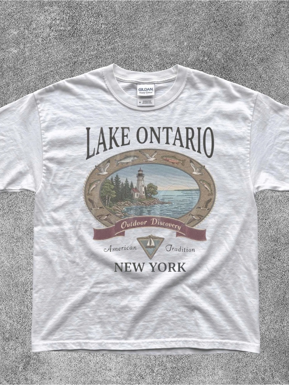 Gildan White Lake Ontario New York Scenic Graphic Tee